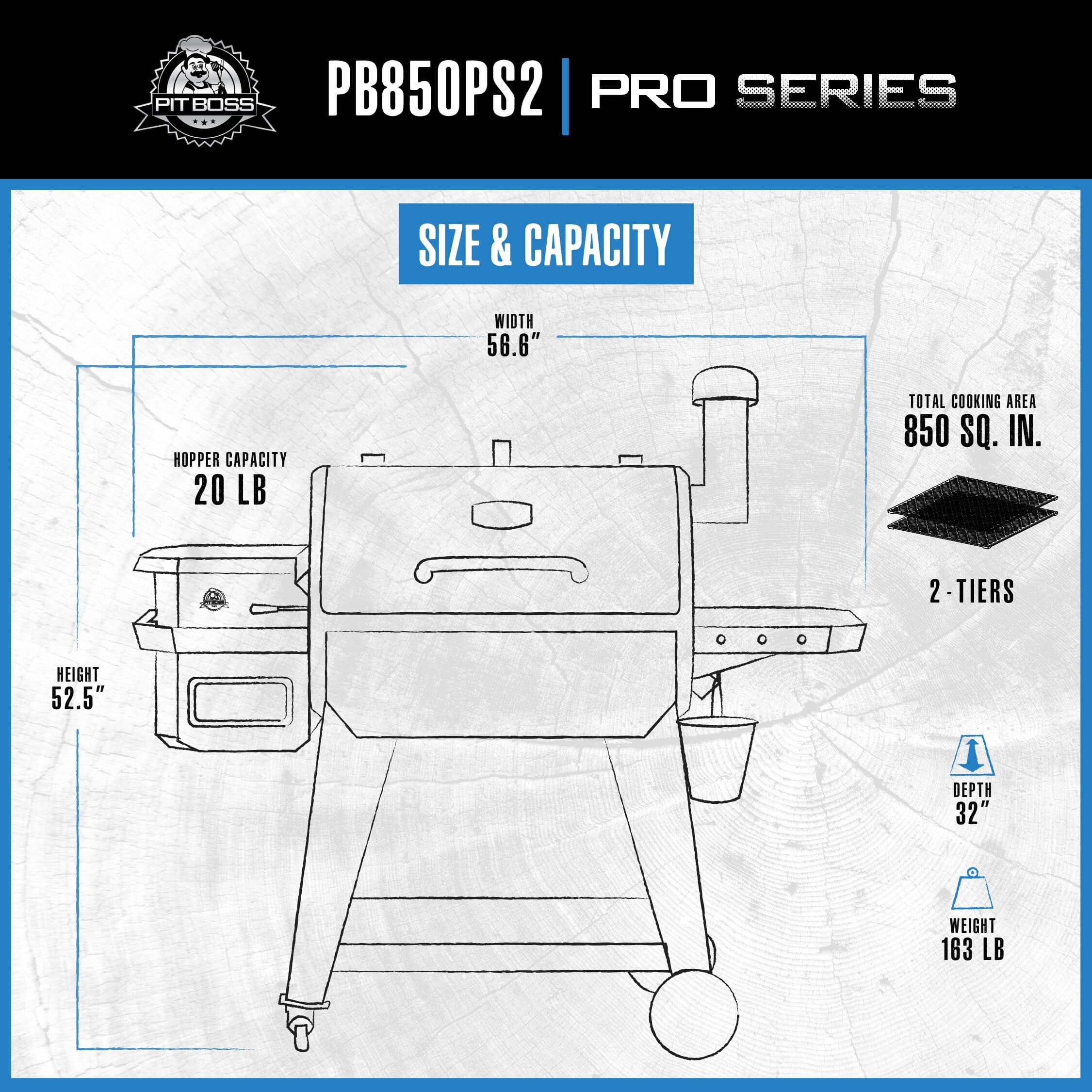 Pit Boss Wood Pellet Pro Series 850-Sq in Hammertone Pellet Grill with Smart Compatibility
