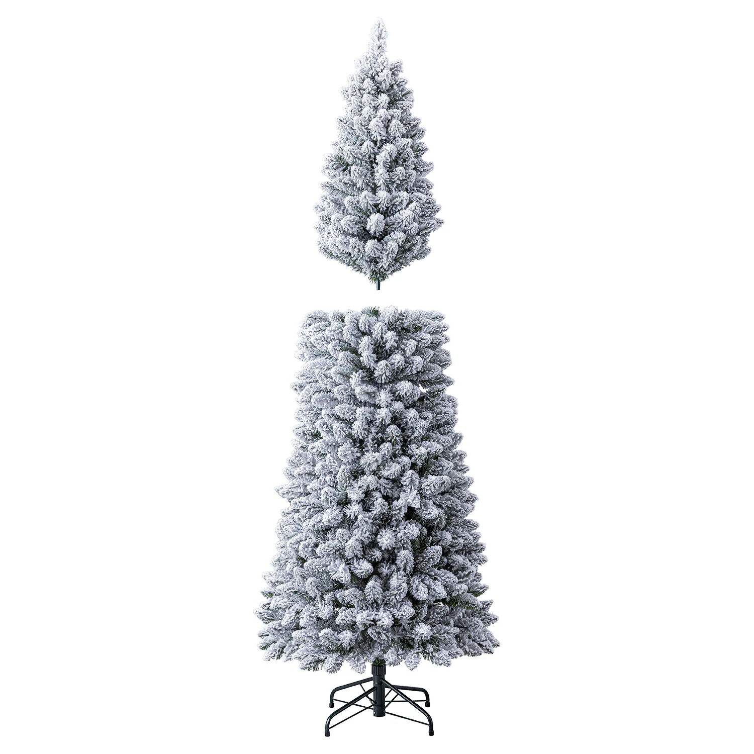 Holiday Living 7-ft Flocked Greensboro Pencil Pre-lit LED Artificial Christmas Tree