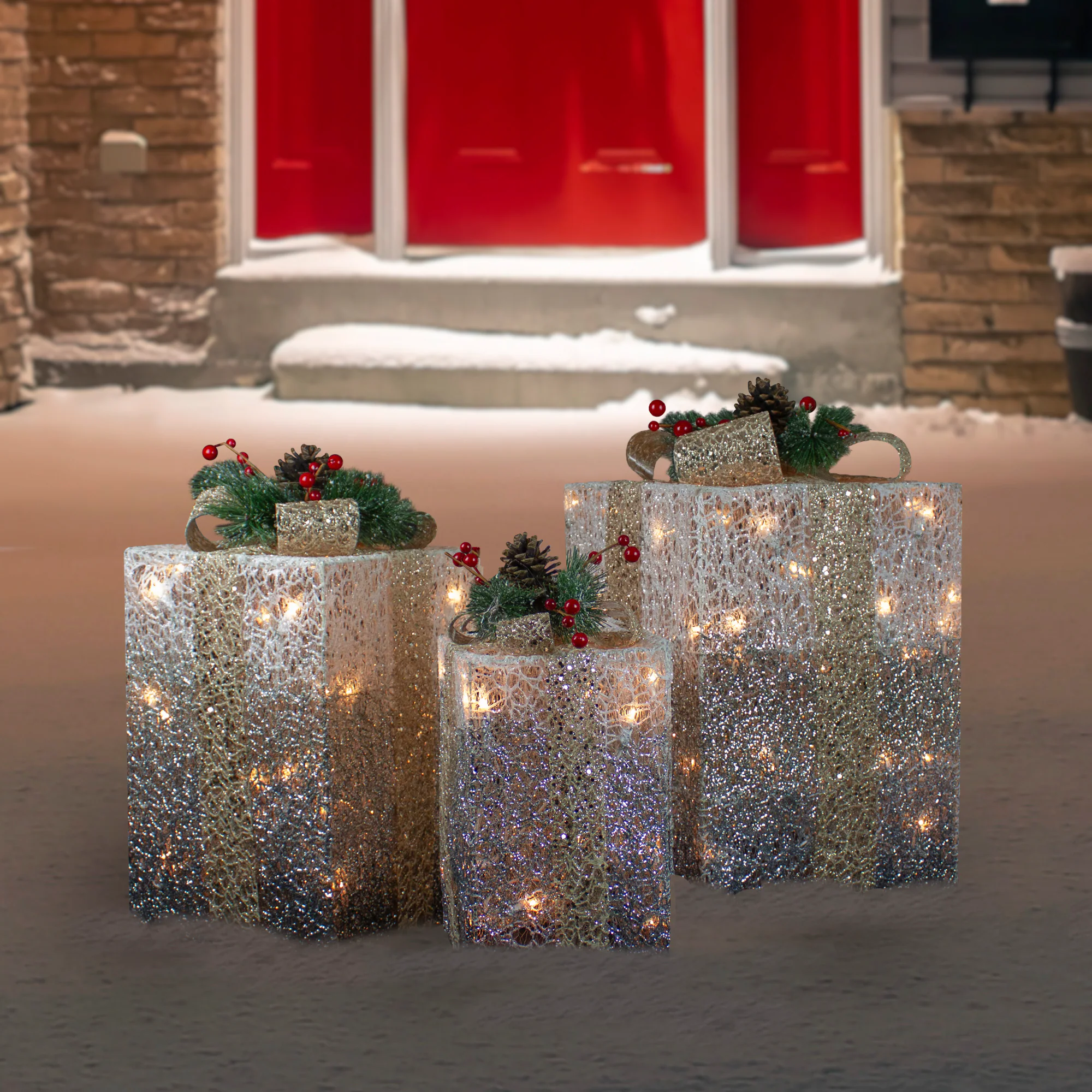 Northlight 14-in Gift Box Free Standing Decoration with White Incandescent Lights