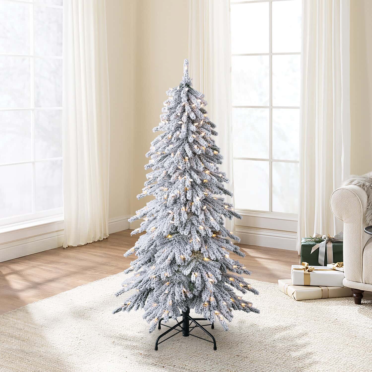Tree Classics by Balsam Hill 5-ft Snowy Pine Pre-lit LED Artificial Christmas Tree