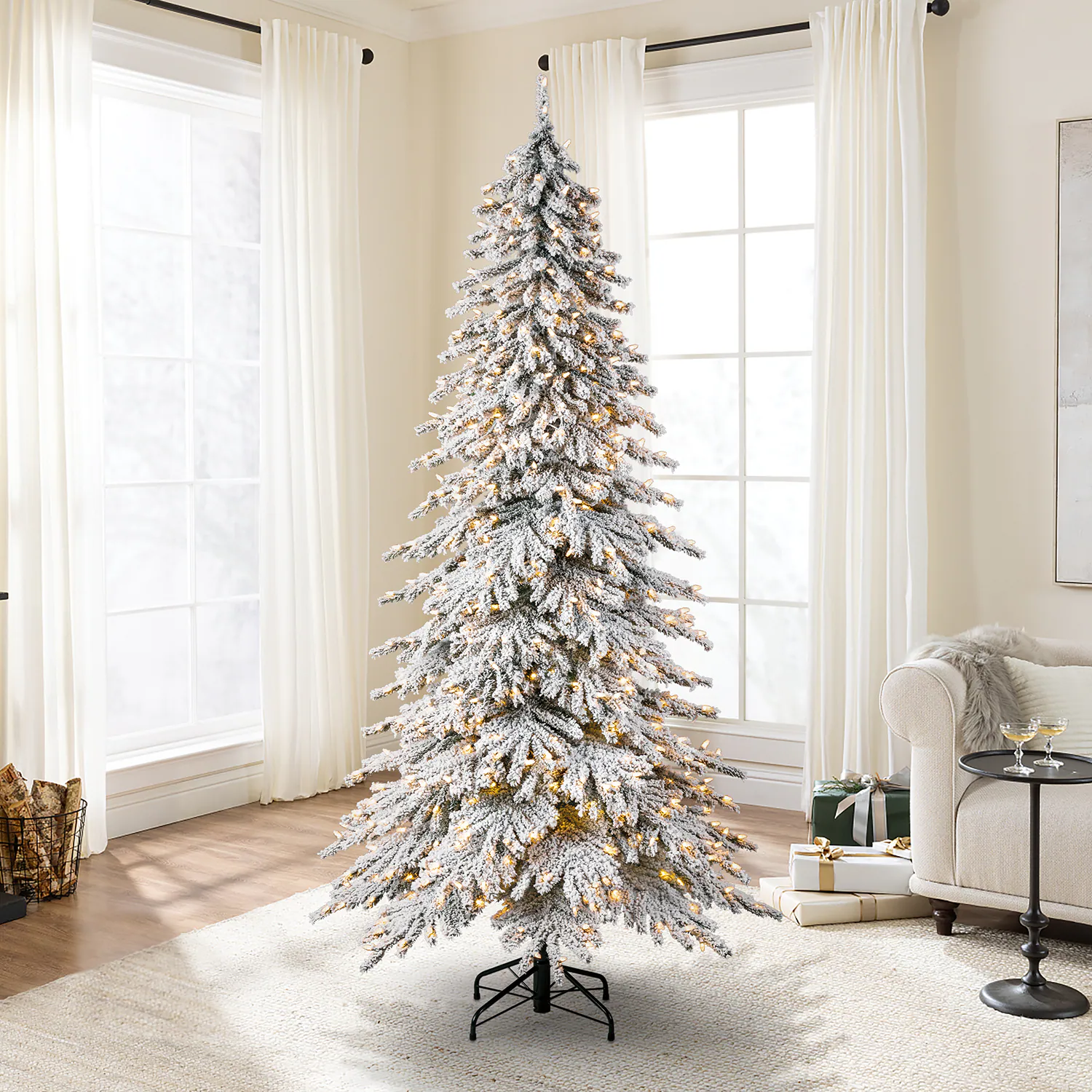 Tree Classics by Balsam Hill 7.5-ft Snowy Pine Pre-lit LED Artificial Christmas Tree