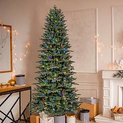 GE 7.5-ft Slim Aspen Fir Easy Shape Pre-lit LED Artificial Christmas Tree
