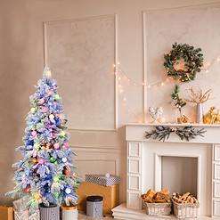 GE 5-ft Candlewood pine Pre-lit Flocked Green Artificial Christmas with LED Lights