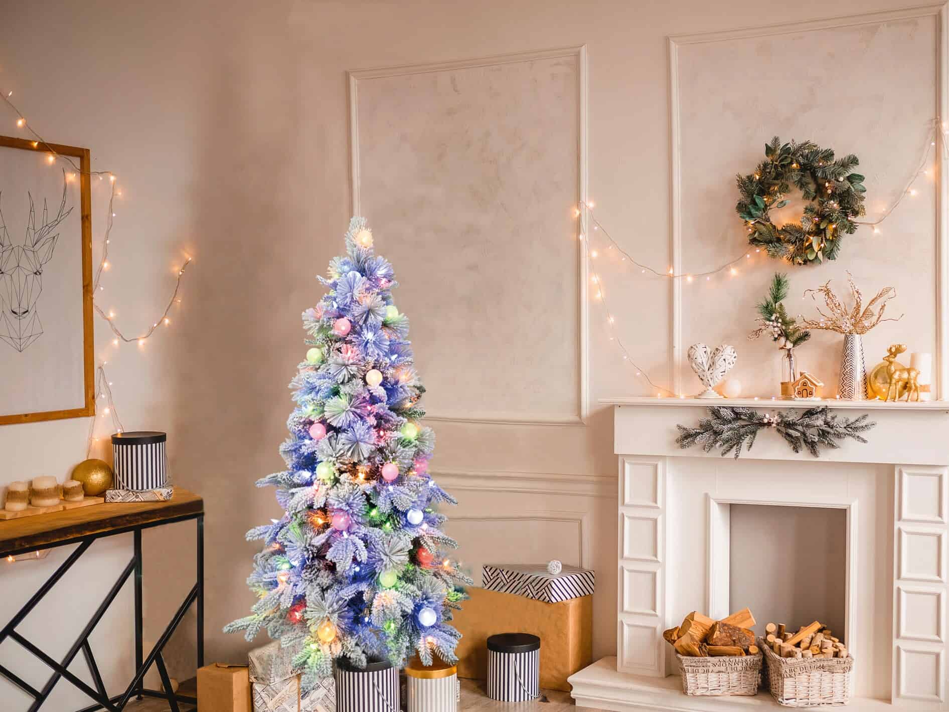 GE 5-ft Candlewood pine Pre-lit Flocked Green Artificial Christmas with LED Lights