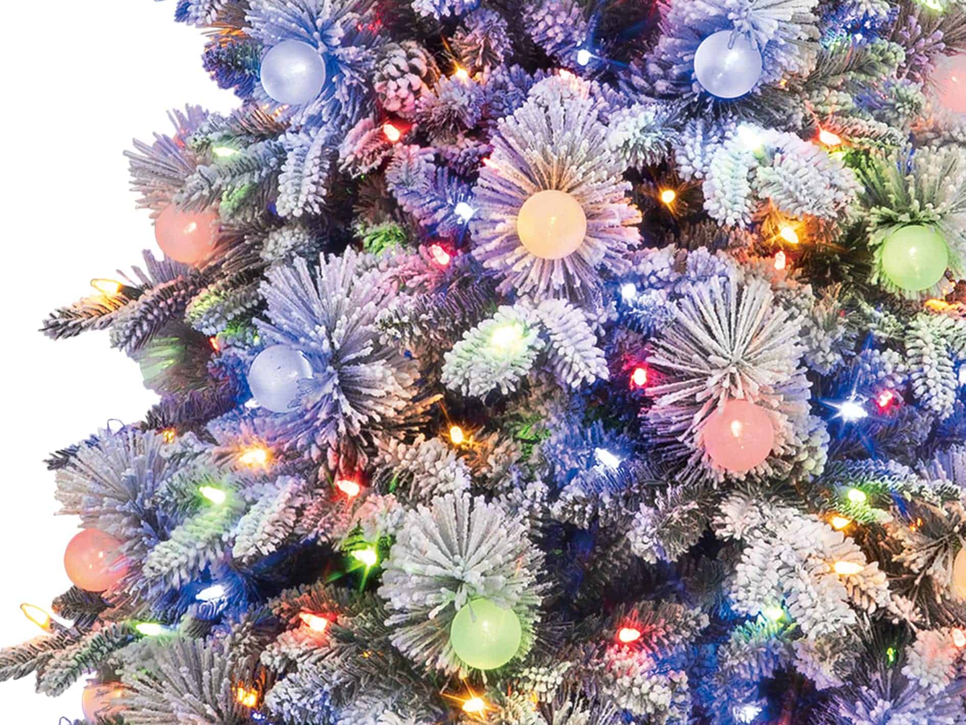 GE 9-ft Flocked Candlewood Pine Pre-lit LED Artificial Christmas Tree