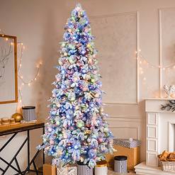 GE 9-ft Flocked Candlewood Pine Pre-lit LED Artificial Christmas Tree