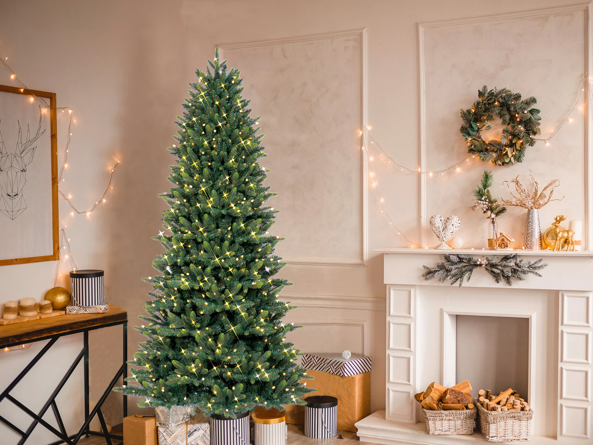 GE 7.5-ft Burlington Spruce Pre-lit LED Artificial Christmas Tree