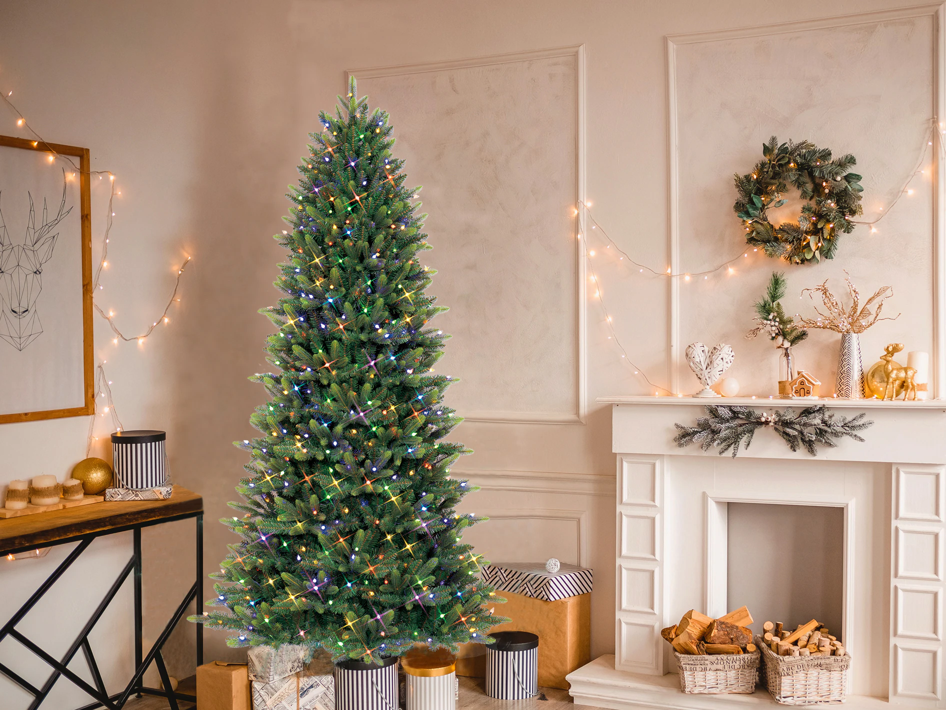 GE 7.5-ft Burlington Spruce Pre-lit LED Artificial Christmas Tree
