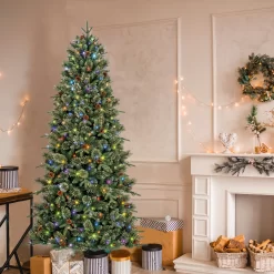 GE 7.5-ft High Ridge Pine Pre-lit LED Artificial Christmas Tree