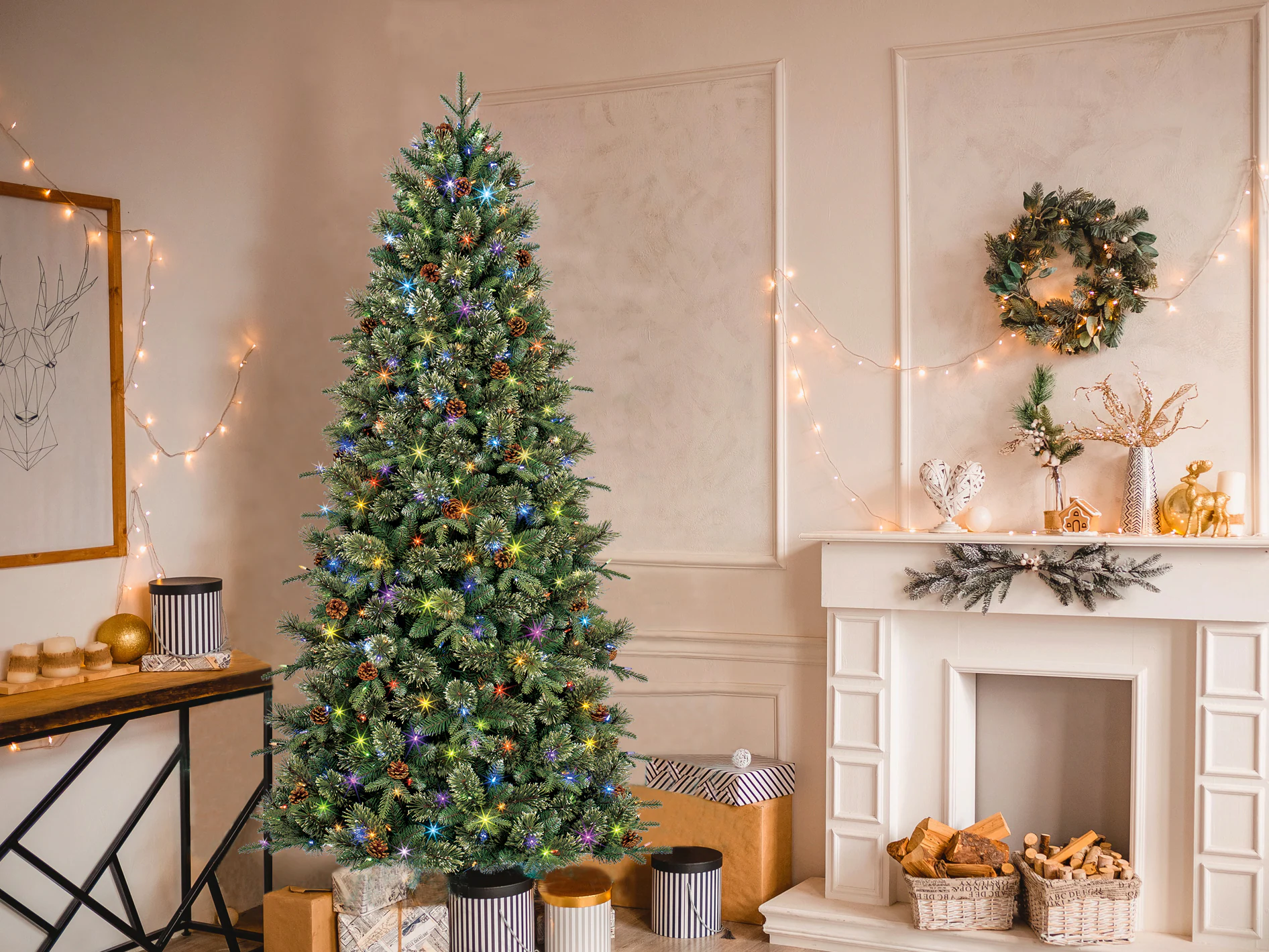 GE 7.5-ft High Ridge Pine Pre-lit LED Artificial Christmas Tree