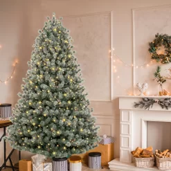 GE 7.5-ft Frosted Carolina Pine Pre-lit LED Artificial Christmas Tree