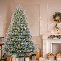 GE 7.5-ft Frosted Carolina Pine Pre-lit LED Artificial Christmas Tree