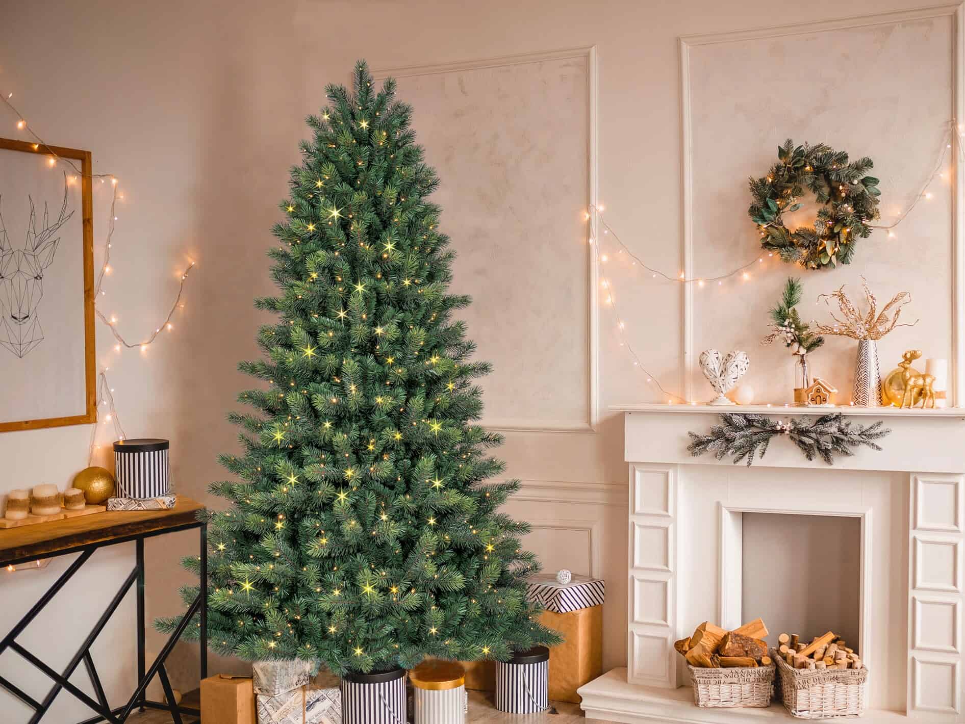 GE 7.5-ft Scotch Pine Pre-lit LED Artificial Christmas Tree
