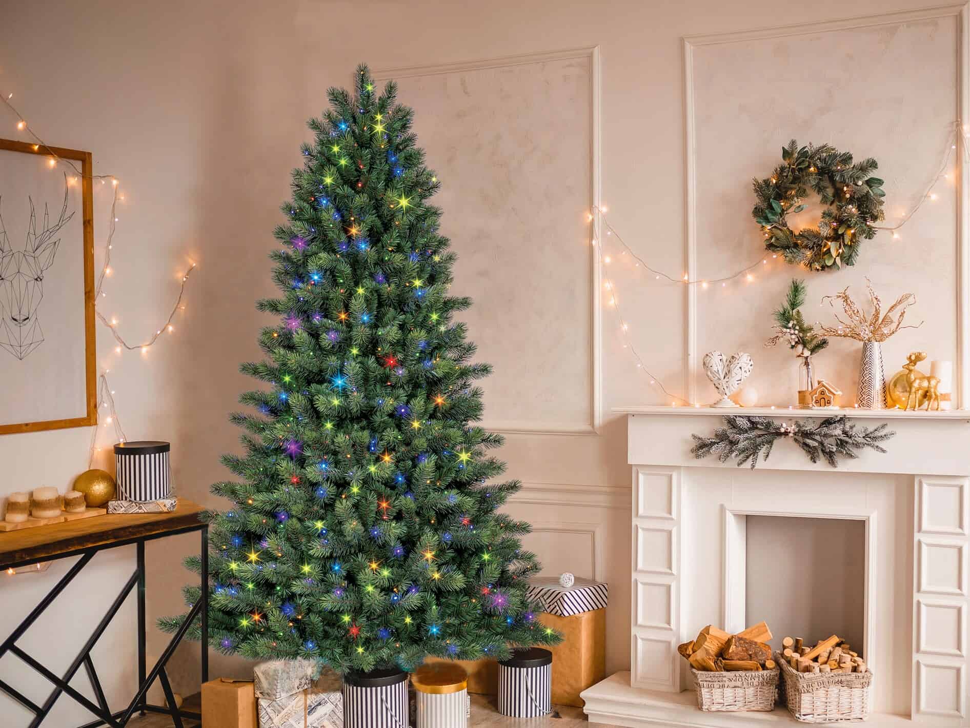 GE 7.5-ft Scotch Pine Pre-lit LED Artificial Christmas Tree