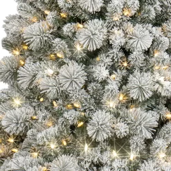 GE 7.5-ft Flocked Laurel Pine Pre-lit LED Artificial Christmas Tree