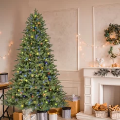 GE 7.5-ft Norway Fir Pre-lit LED Artificial Christmas Tree