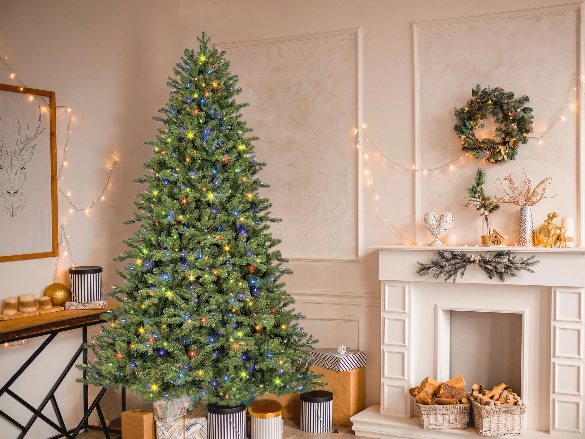 GE 7.5-ft Norway Fir Pre-lit LED Artificial Christmas Tree
