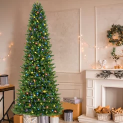GE 12-ft Scotch Pine Pre-lit LED Artificial Christmas Tree