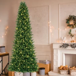 GE 12-ft Scotch Pine Pre-lit LED Artificial Christmas Tree
