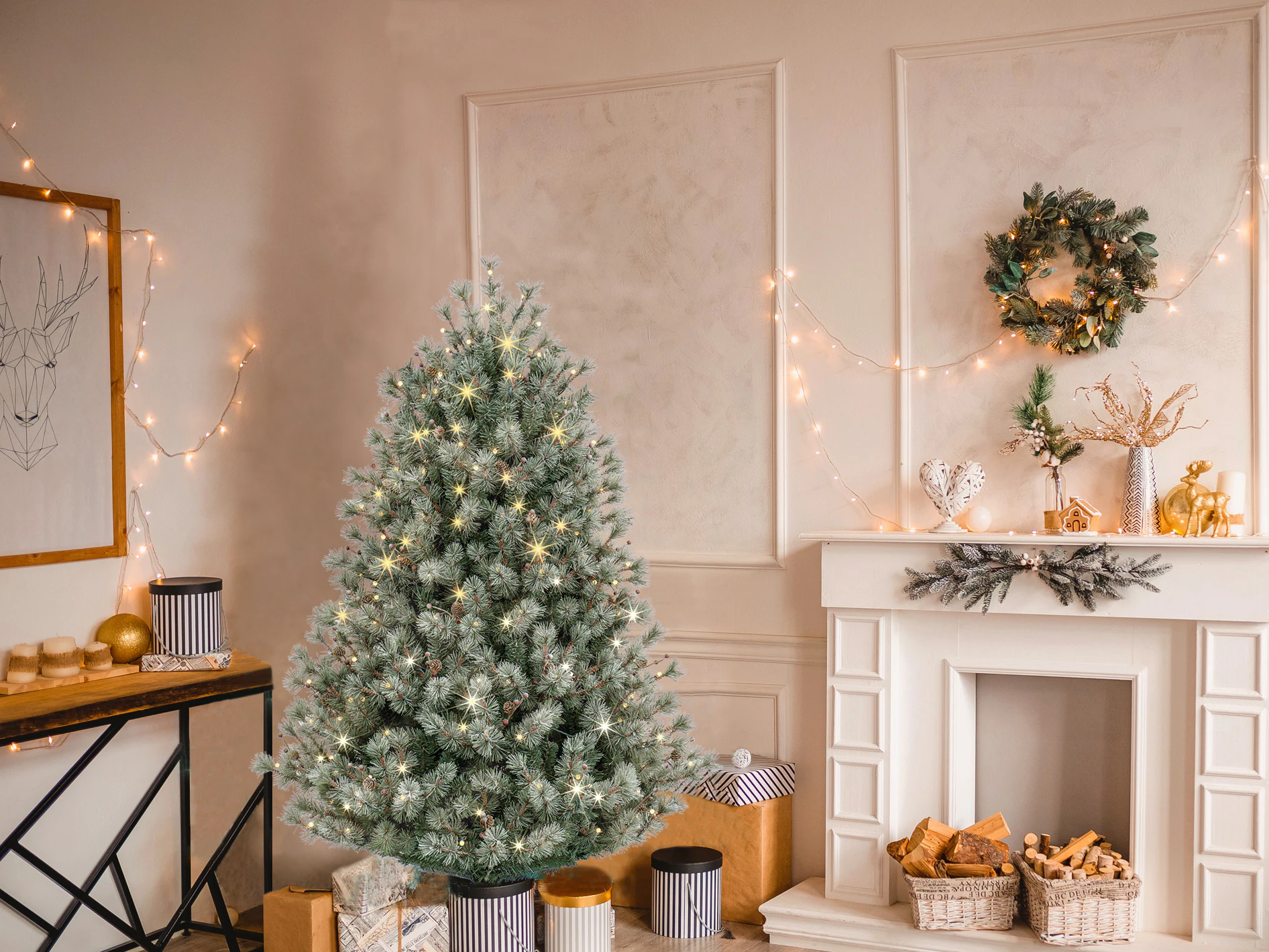 GE 5-ft Frosted Carolina Pine Pre-lit LED Artificial Christmas Tree
