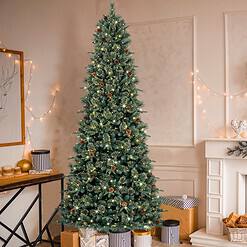 GE 9-ft High Ridge Pine Pre-lit LED Artificial Christmas Tree