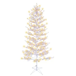 GE 7-ft White Winterberry Pre-lit LED Artificial Christmas Tree
