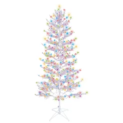 GE 7-ft White Winterberry Pre-lit LED Artificial Christmas Tree