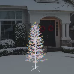 GE 7-ft White Winterberry Pre-lit LED Artificial Christmas Tree