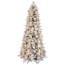 GE 9-ft Flocked Candlewood Pine Pre-lit LED Artificial Christmas Tree