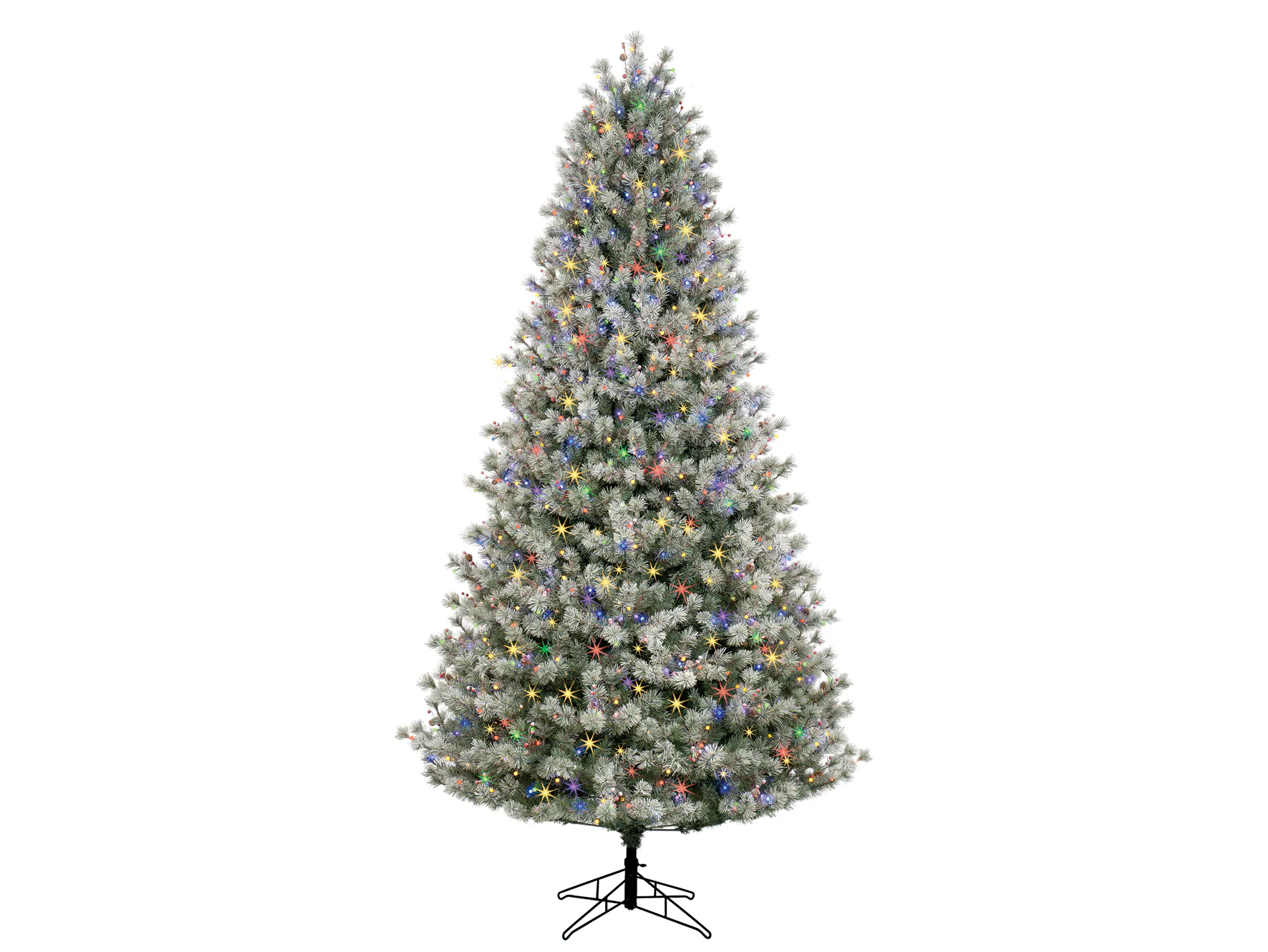 GE 9-ft Frosted Carolina Pine Pre-lit LED Artificial Christmas Tree