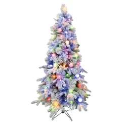 GE 5-ft Candlewood pine Pre-lit Flocked Green Artificial Christmas with LED Lights
