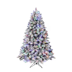 Holiday Living 6.5-ft Flocked Albany pine Pre-lit LED Artificial Christmas Tree