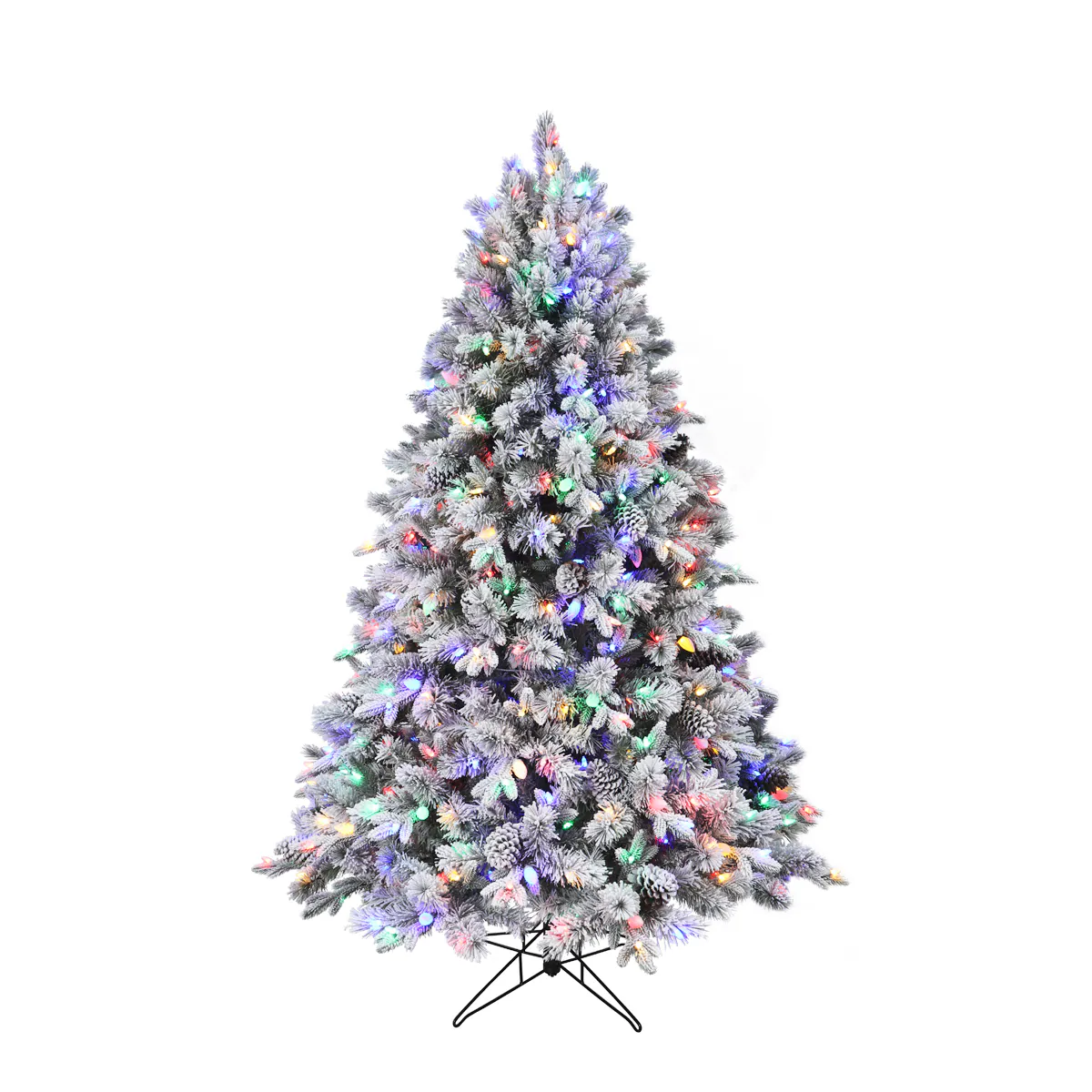Holiday Living 6.5-ft Flocked Albany pine Pre-lit LED Artificial Christmas Tree