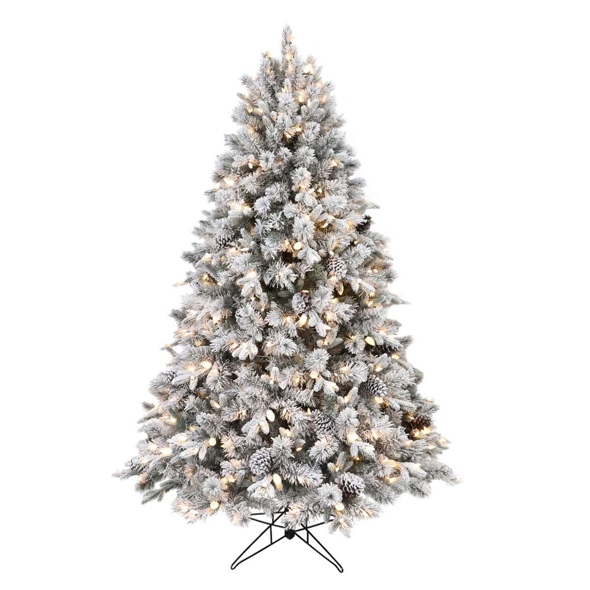 Holiday Living 6.5-ft Flocked Albany pine Pre-lit LED Artificial Christmas Tree