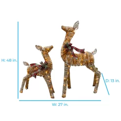 Holiday Living 4-ft Doe and 2.5-ft Fawn LED Rattan Decoration - Set of 2
