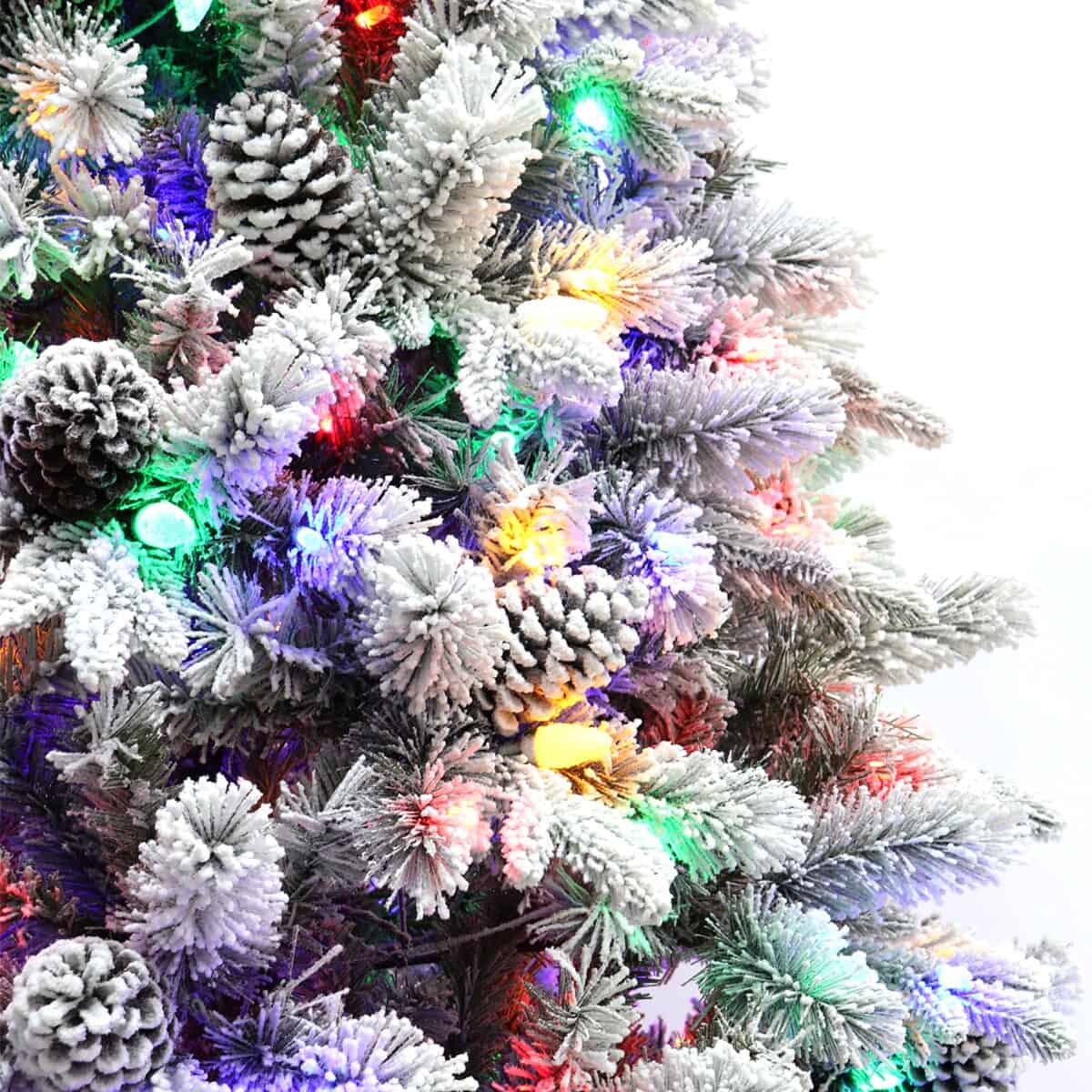 Holiday Living 6.5-ft Flocked Albany pine Pre-lit LED Artificial Christmas Tree