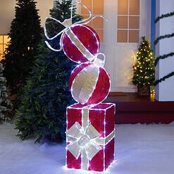 Holiday Living 6-ft LED Red & Gold Ornament Gift Stack Decoration