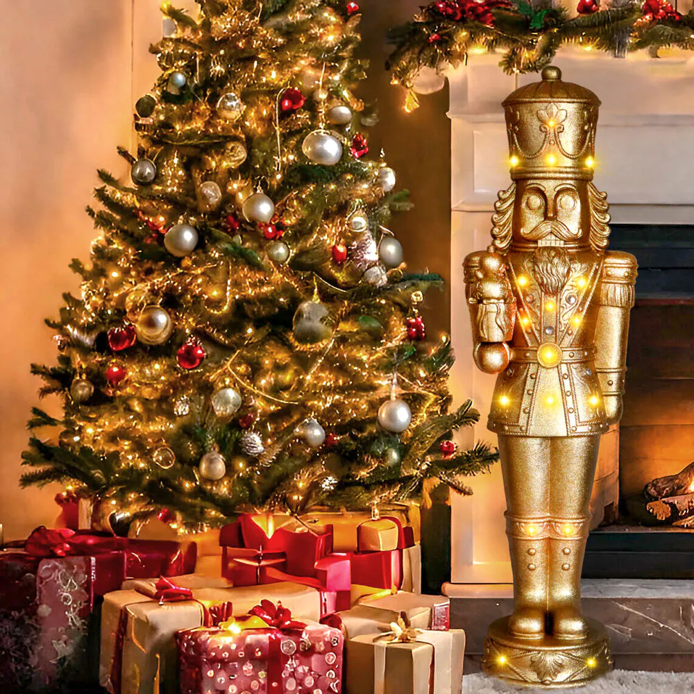 Fraser Hill Farm 48-in Nutcracker Free Standing Decoration with White LED Lights