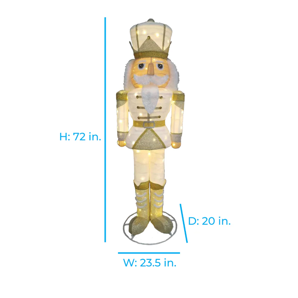 Holiday Living 6-ft White & Gold Nutcracker