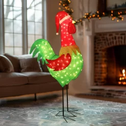 VEIKOUS 72.8-in Rooster Free Standing Decoration with Clear Incandescent Lights