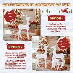 VEIKOUS 53.3-in Deer Free Standing Decoration with Clear LED Lights
