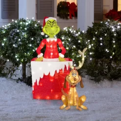 Grinch Animatronic 45.08-in Licensed Yard Decoration with White LED Lights