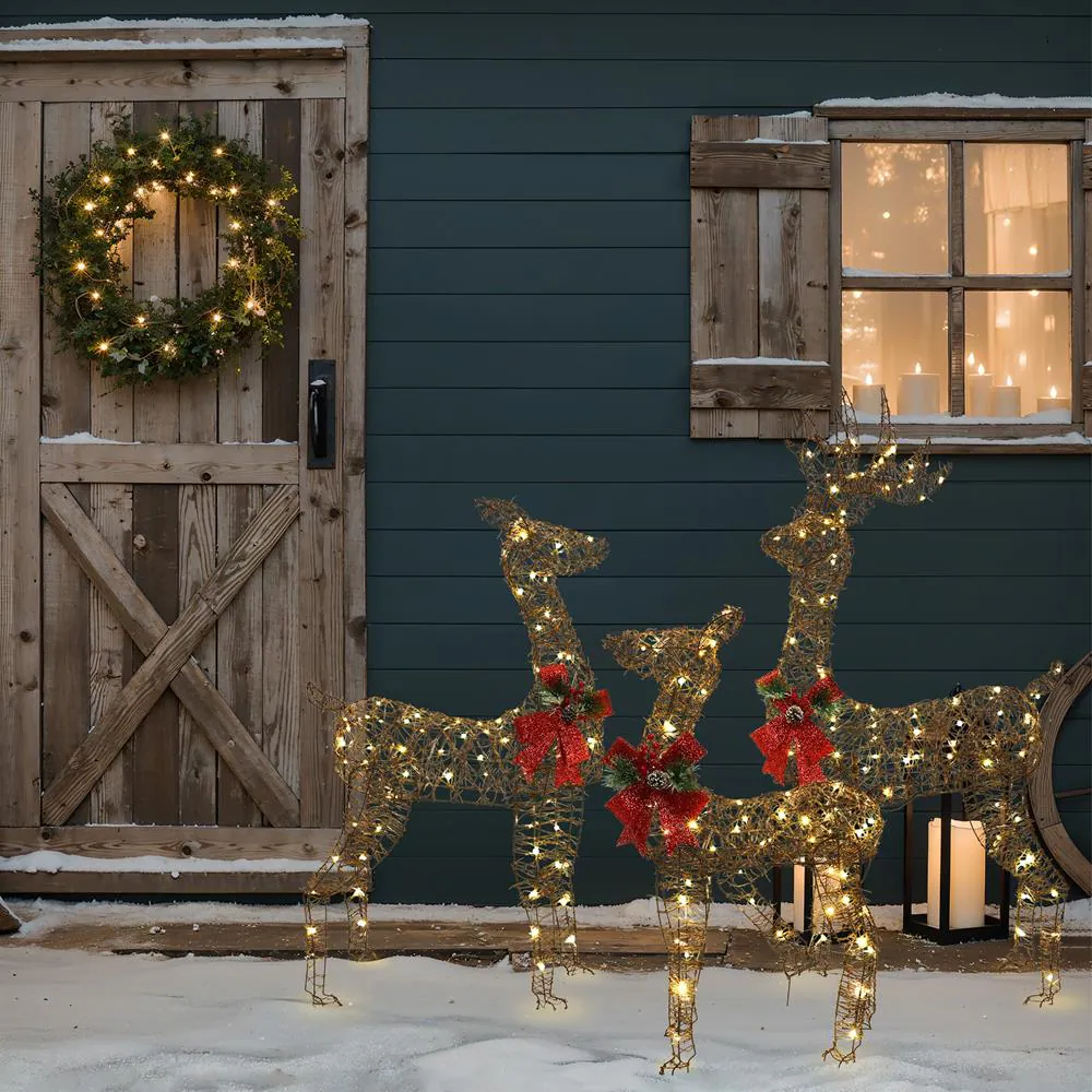LuxenHome 57.6-in Deer Free Standing Decoration with White LED Lights