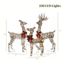 LuxenHome 57.6-in Deer Free Standing Decoration with White LED Lights