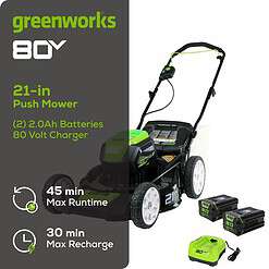 Greenworks Pro 80-volt 21-in Cordless Push Lawn Mower 4 Ah (2-Batteries and Charger Included)