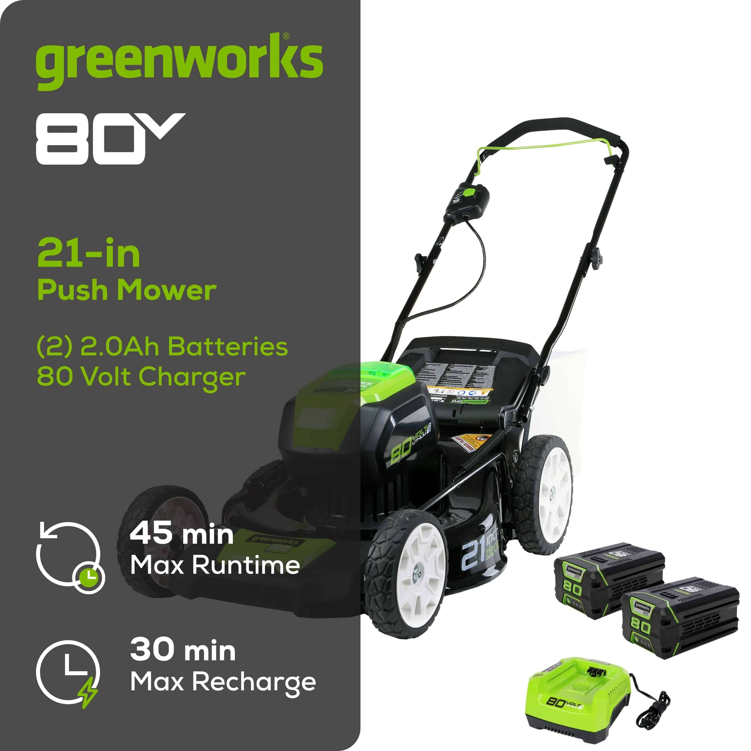 Greenworks Pro 80-volt 21-in Cordless Push Lawn Mower 4 Ah (2-Batteries and Charger Included)