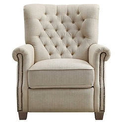 Better Homes & Gardens Tufted Push Back Recliner, Beige Fabric Upholstery