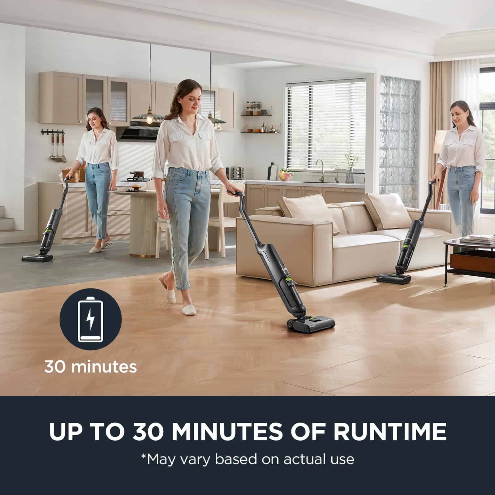Eureka NEW400 Cordless Wet Dry One Hard Floor Cleaner with Self System, Vacuum Mop for Multi-Surfaces, Black, 8 lbs