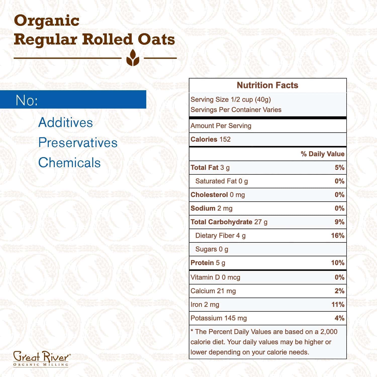Great River Organic Milling, Oatmeal, Regular Rolled Oats, Organic, 25-Pounds (Pack of 1)