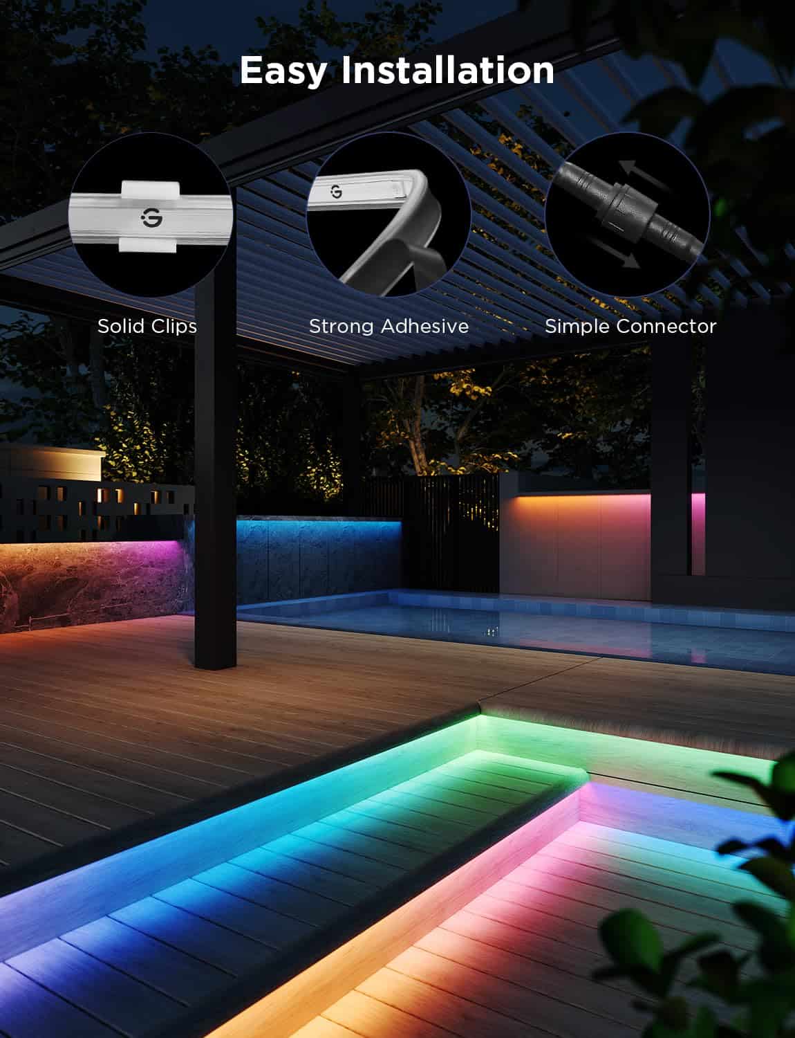 Govee Outdoor LED Strip Lights, 98.4ft Smart Outdoor Lights Work with Alexa and Google Assistant, App Control, Christmas Decorations
